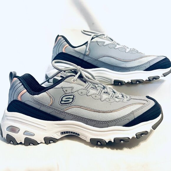 Skechers D' Lites Air Cooled Memory Foam Sneakers-Sz. 9 1/2-Two Tone Blue/Peach - Picture 6 of 16